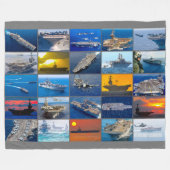 AMERIKAANSE VLIEGTUIG CARRIERS "MONTAGE" FLEECE DEKEN (Voorkant (Horizontaal))
