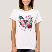 Amerikaanse vlinder 4 juli Naam Tekst Patriottisch T-shirt (Voorkant)