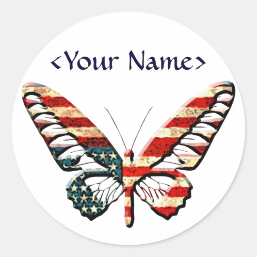Amerikaanse vlinder ronde sticker (Voorkant)