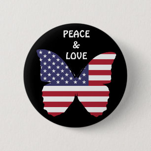 Amerikaanse vlinder vlag knoop ronde button 5,7 cm