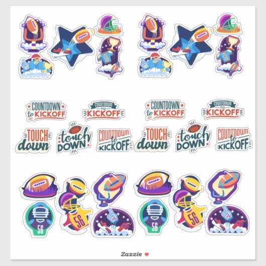 Amerikaanse Voetbal Slogans, Kleurrijk Plezier Jon Sticker (Vel)