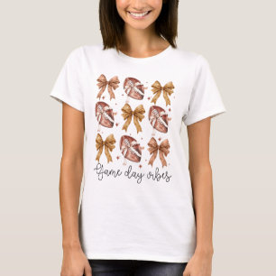Amerikaanse Voetbal Spel Dag Vibes Coquette Strik T-shirt