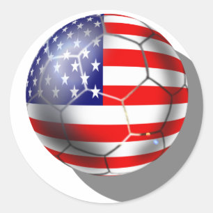 Amerikaanse voetbalfans sterren en strepen vlagbal ronde sticker