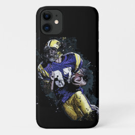 Amerikaanse voetballer in cartoon stijl Hoesje-Mat Case-Mate iPhone Case