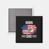 Amerikaanse Vogelvlag 4 juli Vaderdag Robin Dad Magneet (Voorkant / Achterkant)
