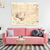 Amerikaanse voortgangskaart van routes en stations canvas afdruk (Insitu (Woonkamer))