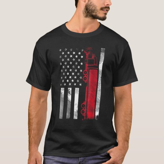 Amerikaanse vrachtwagenchauffeur 18 Wheeler Truc T-shirt (Voorkant)