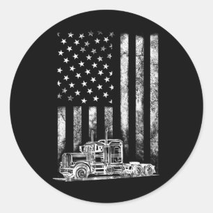 Amerikaanse vrachtwagenchauffeur Mannen Wom Ronde Sticker