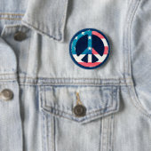 Amerikaanse vredes-gebaar ronde button 5,7 cm (In situ)