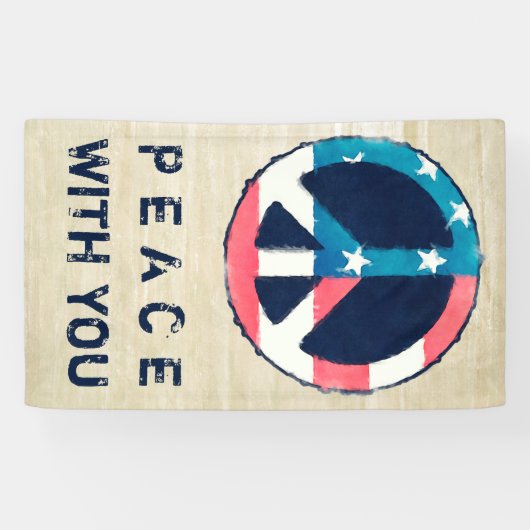 Amerikaanse vredes-gebarentaal + uw gezegde spandoek (Horizontaal)