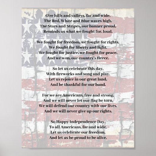 Amerikaanse vrijheid Gedicht met vlag patriottisch Poster (Voorkant)