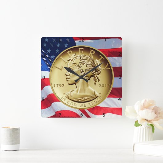 Amerikaanse vrijheid in 2017 vierkante klok (Huis)