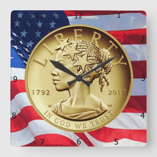 Amerikaanse vrijheid in 2017 vierkante klok (Voorkant)