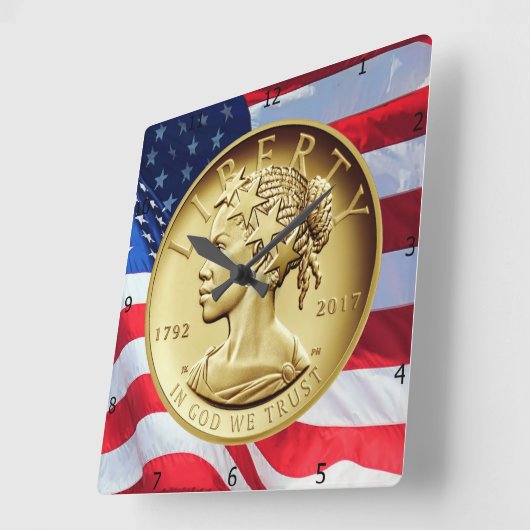 Amerikaanse vrijheid in 2017 vierkante klok (Hoek)