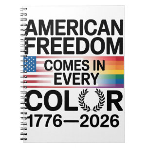 Amerikaanse Vrijheid is in Elke Kleur LGBTQ Notitieboek
