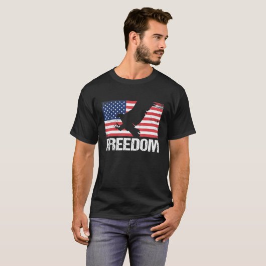 Amerikaanse vrijheidslaand Bald Eagle Usa vlag T-shirt (Voorkant volledig)