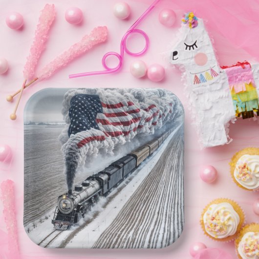 Amerikaanse vrijheidstrein papieren bordje (Feest)
