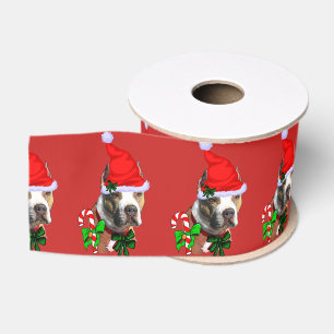 Amerikaanse Vrolijke Kerstmis van Bull terrier van Grosgrain Lint