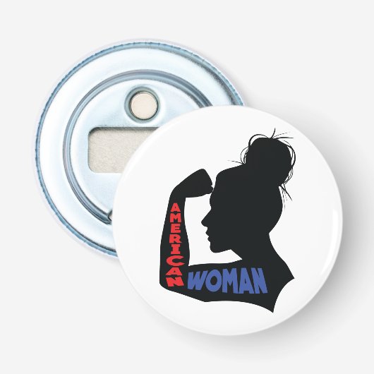 Amerikaanse vrouw button flesopener (Voorkant)