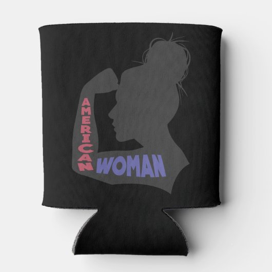 Amerikaanse vrouw donkergrijs blikjeskoeler (Achterkant)