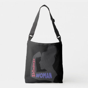 Amerikaanse vrouw donkergrijs crossbody tas