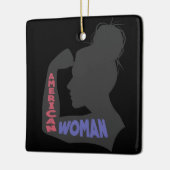 Amerikaanse vrouw donkergrijs keramisch ornament (Links)