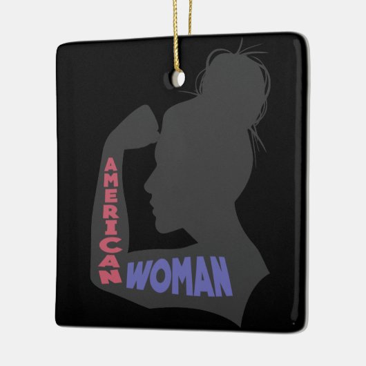 Amerikaanse vrouw donkergrijs keramisch ornament (Links)