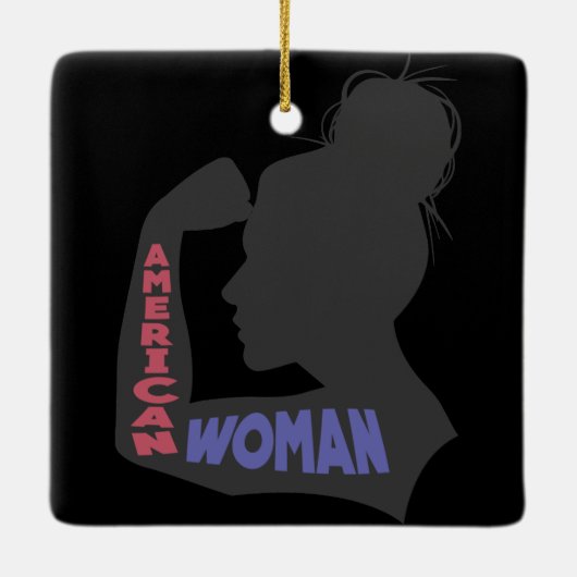 Amerikaanse vrouw donkergrijs keramisch ornament (Achterkant)