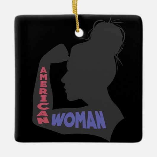 Amerikaanse vrouw donkergrijs keramisch ornament (Voorkant)