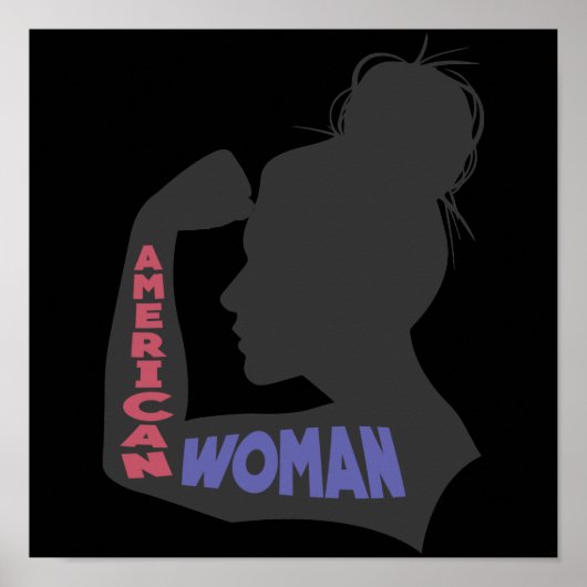 Amerikaanse vrouw donkergrijs poster (Voorkant)