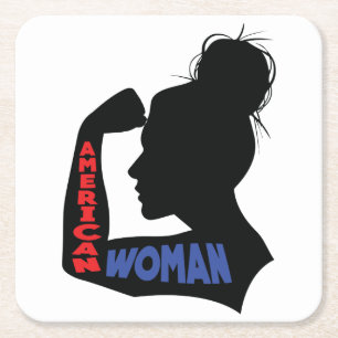 Amerikaanse vrouw kartonnen onderzetters