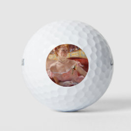 Amerikaanse vrouw met een parelachtig Ketting en e Golfballen
