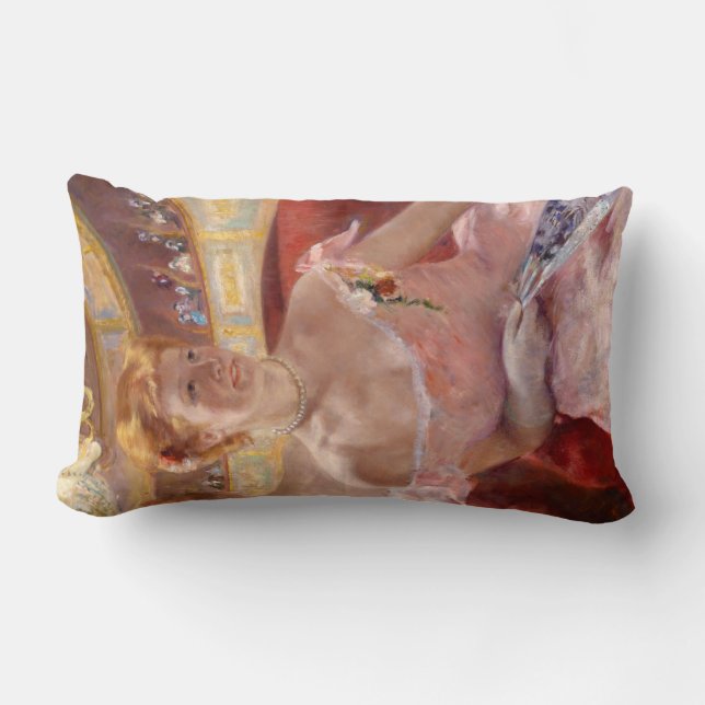 Amerikaanse vrouw met een parelachtig Ketting en e Kussen (Voorkant)