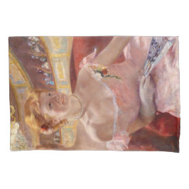 Amerikaanse vrouw met een parelachtig Ketting en e Kussensloop