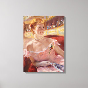 Amerikaanse vrouw met een parelketting en roze jur canvas afdruk