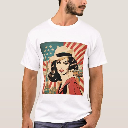 Amerikaanse vrouw T-shirt (Voorkant)