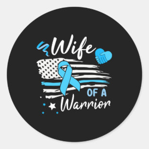 Amerikaanse vrouw van een krijger prostaatkanker o ronde sticker