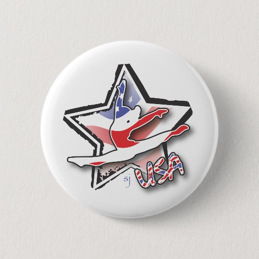 Amerikaanse Vrouwengymnastiek Ronde Button 5,7 Cm (Voorkant)
