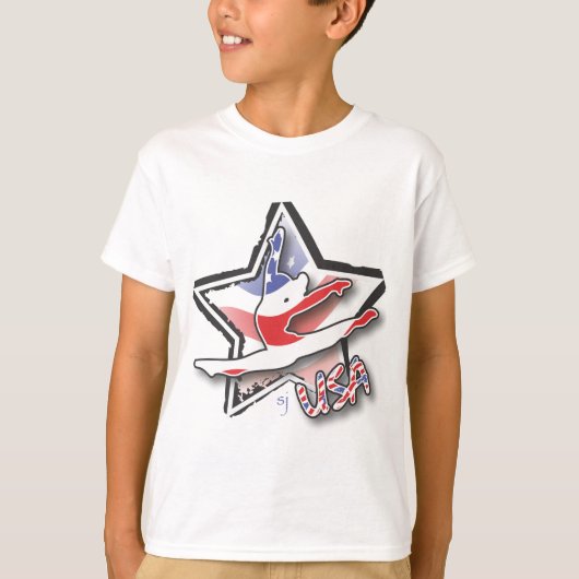 Amerikaanse Vrouwengymnastiek T-shirt (Voorkant)