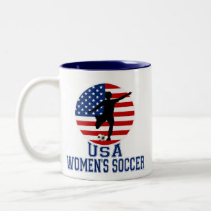 Amerikaanse vrouwenvoetbal tweekleurige koffiemok