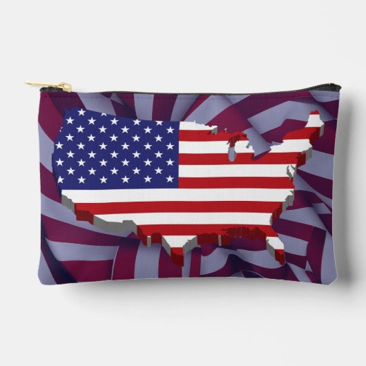 Amerikaanse VS kaart op rood-wit gestreepte achter Etui (Voorkant)