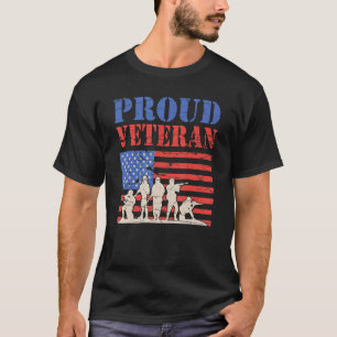 Amerikaanse VS vlag 4th van juli trotse veteraan V T-shirt