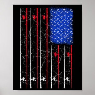Amerikaanse Vs Vlag Vissen Rod Top Poster
