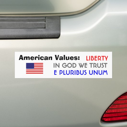 Amerikaanse waarden bumpersticker (Op auto)