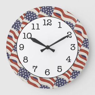Amerikaanse wandklok met vlagpatroonpatroon