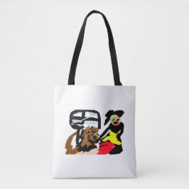 Amerikaanse Water Spaniel en vrouw wandelen Tote Bag