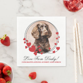 Amerikaanse Water Spaniel Rode Hart Trouwfoto Hond Servet