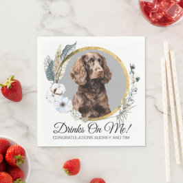 Amerikaanse Water Spaniel Trouwservetten met Foto Servet