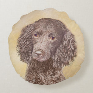 Amerikaanse waterspaniel schilderen - Oorspronkeli Rond Kussen