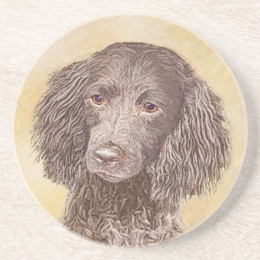 Amerikaanse waterspaniel schilderen - Oorspronkeli Zandsteen Onderzetter (Voorkant)